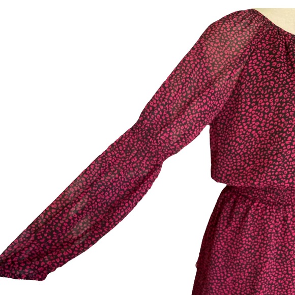 NWT Rachel Roy Lola Wild Pink & Black Leopard Draped Ruffle Tunic Dress - S - Picture 6 of 16